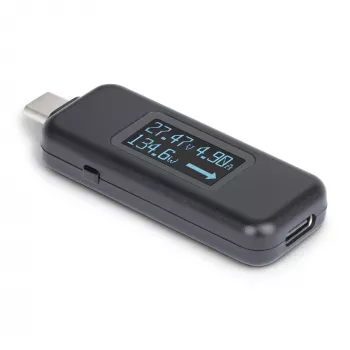 StarTech.com USB-C maitinimo testeris, skaitmeninis multimetras, dvikryptis įtampos ir srovės matuoklis, iki 240 W PD EPR, nešiojamasis USB-C kabelio ir prievado maitinimo matuoklis