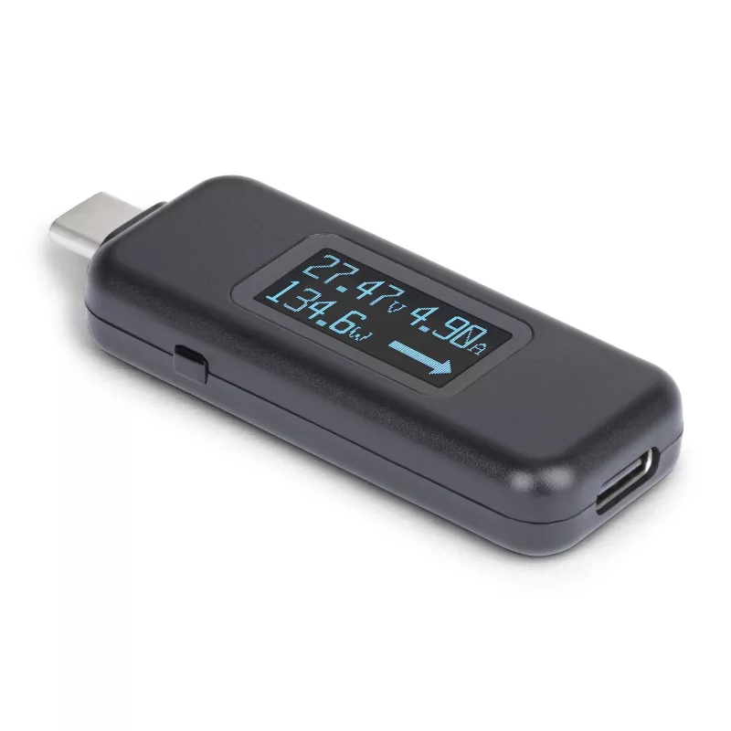 StarTech.com USB-C maitinimo testeris, skaitmeninis multimetras, dvikryptis įtampos ir srovės matuoklis, iki 240 W PD EPR, nešiojamasis USB-C kabelio ir prievado maitinimo matuoklis