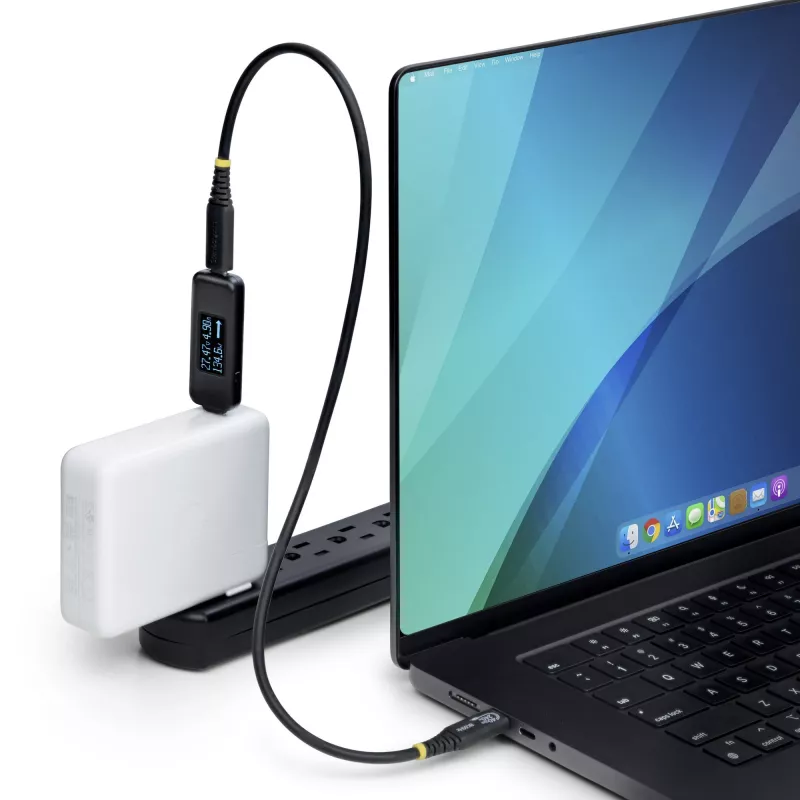 StarTech.com USB-C maitinimo testeris, skaitmeninis multimetras, dvikryptis įtampos ir srovės matuoklis, iki 240 W PD EPR, nešiojamasis USB-C kabelio ir prievado maitinimo matuoklis