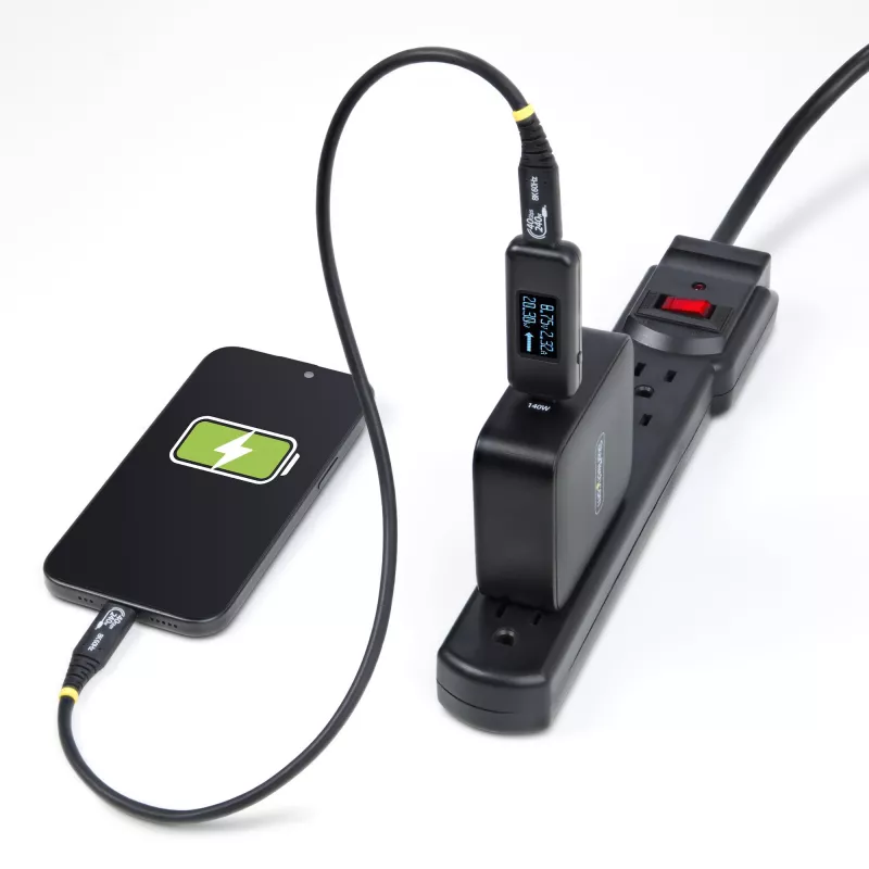 StarTech.com USB-C maitinimo testeris, skaitmeninis multimetras, dvikryptis įtampos ir srovės matuoklis, iki 240 W PD EPR, nešiojamasis USB-C kabelio ir prievado maitinimo matuoklis