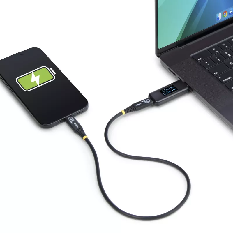StarTech.com USB-C maitinimo testeris, skaitmeninis multimetras, dvikryptis įtampos ir srovės matuoklis, iki 240 W PD EPR, nešiojamasis USB-C kabelio ir prievado maitinimo matuoklis