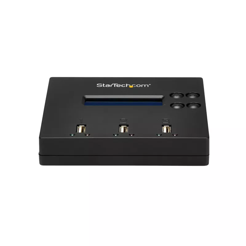 „StarTech.com“ atskiras USB atmintinės kopijuoklis ir trintuvas 1:2, kelių USB atmintinių kopijavimo įrenginys, sistemos, failų ir viso disko kopijavimas 1,5 GB/min greičiu, vienkartinis ir 3 kartų saugus trynimas, LCD ekranas – TAA