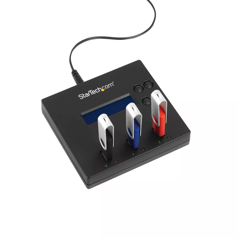 „StarTech.com“ atskiras USB atmintinės kopijuoklis ir trintuvas 1:2, kelių USB atmintinių kopijavimo įrenginys, sistemos, failų ir viso disko kopijavimas 1,5 GB/min greičiu, vienkartinis ir 3 kartų saugus trynimas, LCD ekranas – TAA