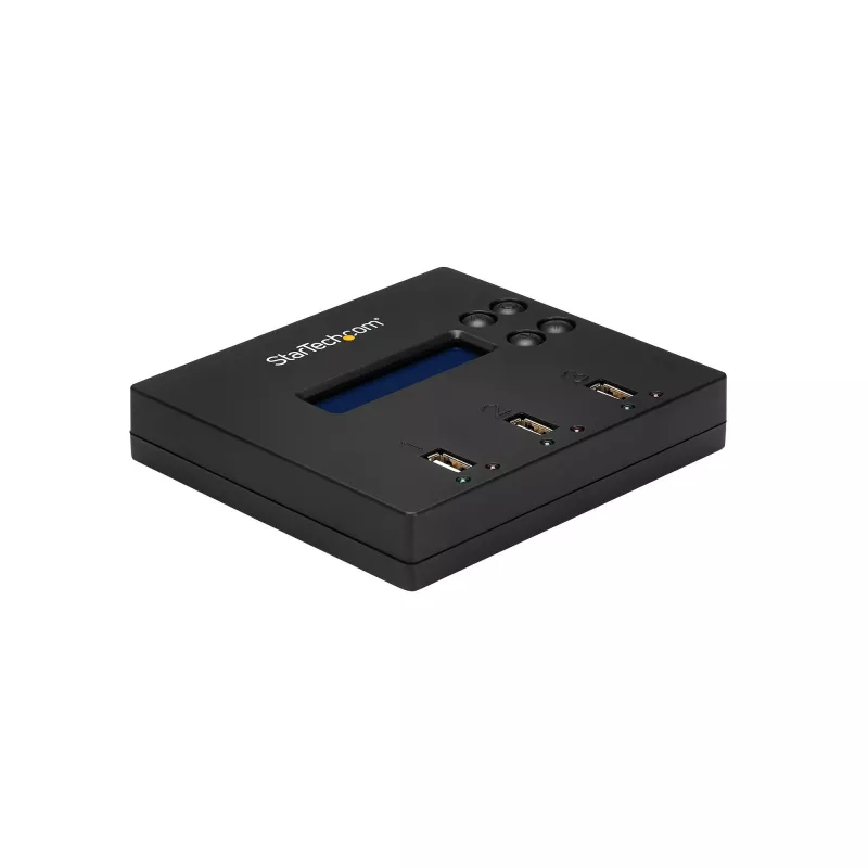 „StarTech.com“ atskiras USB atmintinės kopijuoklis ir trintuvas 1:2, kelių USB atmintinių kopijavimo įrenginys, sistemos, failų ir viso disko kopijavimas 1,5 GB/min greičiu, vienkartinis ir 3 kartų saugus trynimas, LCD ekranas – TAA