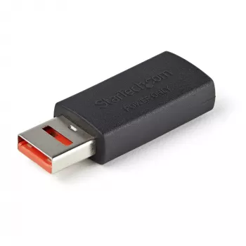 StarTech.com saugaus įkrovimo USB duomenų blokavimo adapteris – USB-A kištukas į USB-A lizdą, tik įkrovimui skirtas adapteris – duomenų neperduodantis įkrovimo / tik maitinimo adapteris telefonui / planšetei – duomenų blokavimo USB apsauginis adapteris