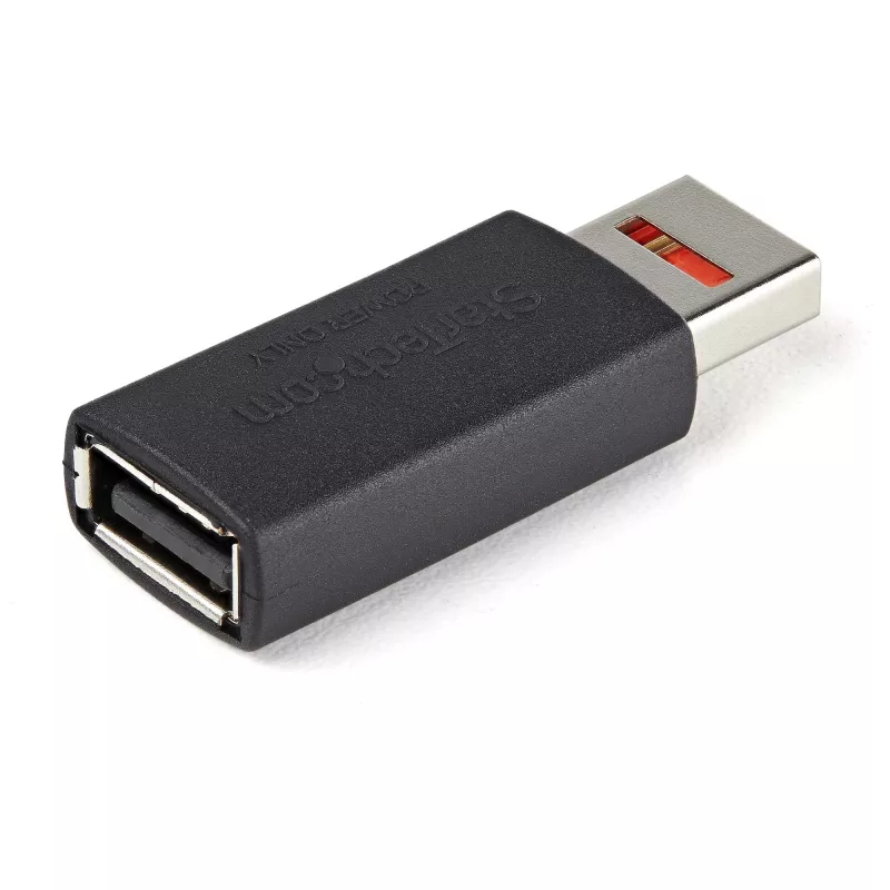 StarTech.com saugaus įkrovimo USB duomenų blokavimo adapteris – USB-A kištukas į USB-A lizdą, tik įkrovimui skirtas adapteris – duomenų neperduodantis įkrovimo / tik maitinimo adapteris telefonui / planšetei – duomenų blokavimo USB apsauginis adapteris