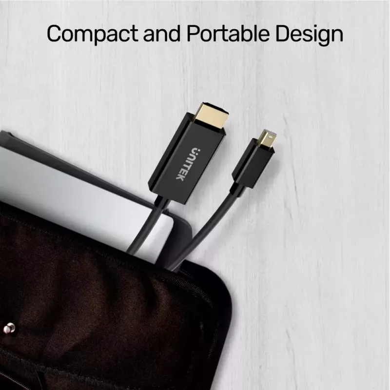 Vaizdo kabelio adapteris Unitek Mini DisplayPort į HDMI 2 m, HDMI 1.4, 4K@30Hz, HDCP 2.0, paauksuoti kontaktai, juodas