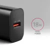 Axagon ACU-QC18 QC 3.0 1× OUTPUT sieninis įkroviklis 18W, patalpų, kintamoji srovė, juodas