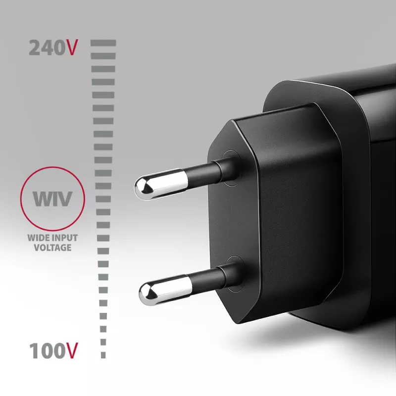 Axagon ACU-QC18 QC 3.0 1× OUTPUT sieninis įkroviklis 18W, patalpų, kintamoji srovė, juodas