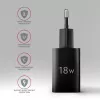 Axagon ACU-QC18 QC 3.0 1× OUTPUT sieninis įkroviklis 18W, patalpų, kintamoji srovė, juodas