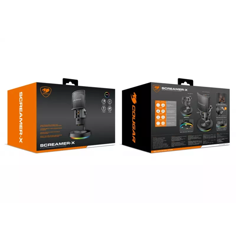 COUGAR Studio Microphone Screamer-X, studijinis mikrofonas, -45 dB, 20 - 20000 Hz, 16 bitų, 48 kHz, 120 dB