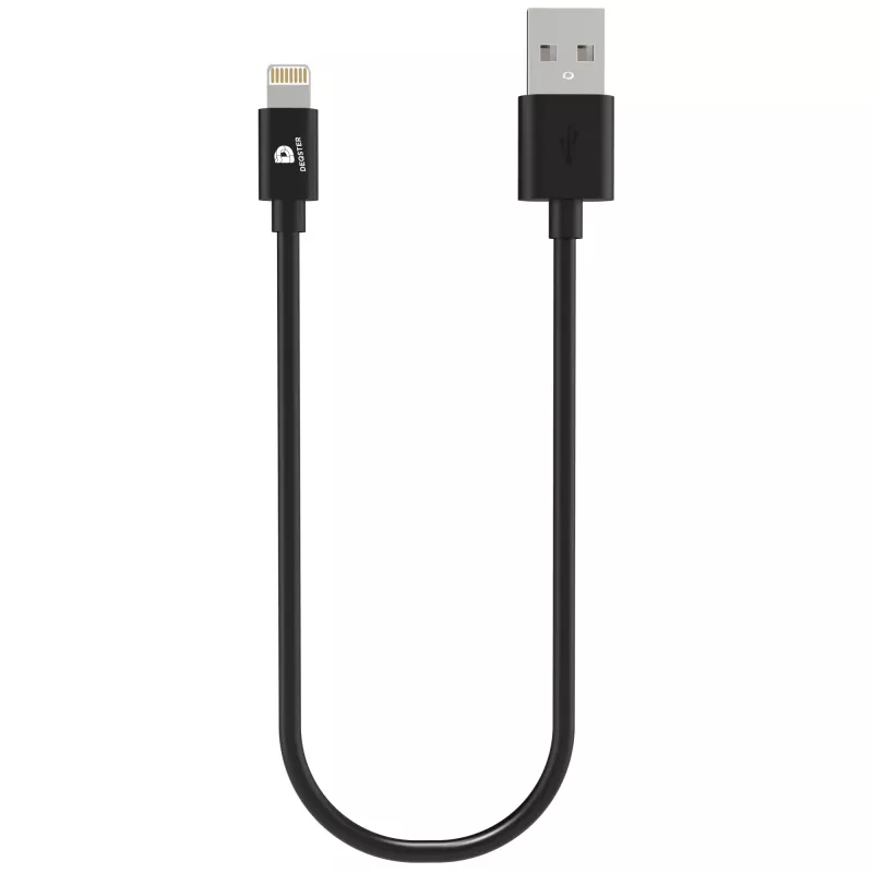 DEQSTER Mini įkrovimo laidas | Lightning į USB-A 30cm (EDU), 0,3 m, Lightning, USB A, Kištukas, Kištukas, Juoda
