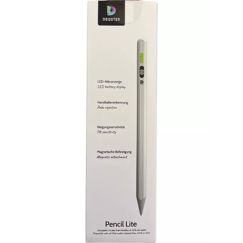 DEQSTER Pencil Lite, Planšetė, Apple, Balta, iPad, Aliuminis, Polioksimetilenas (POM), Integruota