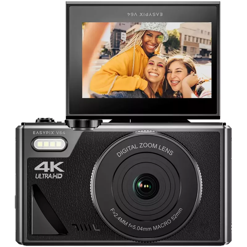 Kompaktiškas skaitmeninis fotoaparatas EASYPIX V64 Flip 20203 — 16 MP, 1080p vaizdo įrašas