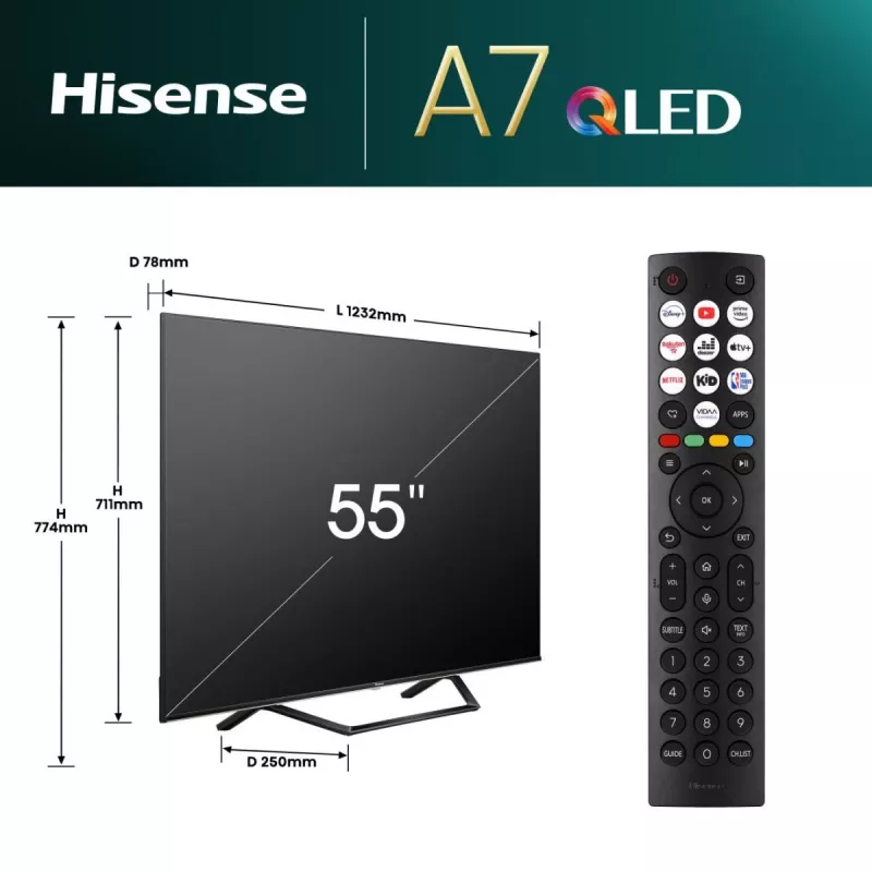 Televizorius Hisense 55A7NQ 55 colių 4K Ultra HD QLED 3840 x 2160