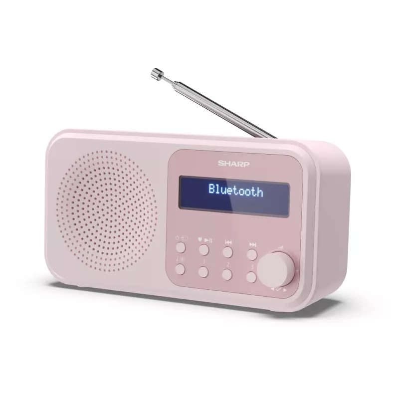 Nešiojamasis radijas Sharp DR-P420 skaitmeninis imtuvas DAB DAB+ FM rožinis