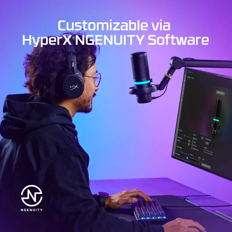 HyperX DuoCast – USB mikrofonas (juodas) – RGB apšvietimas