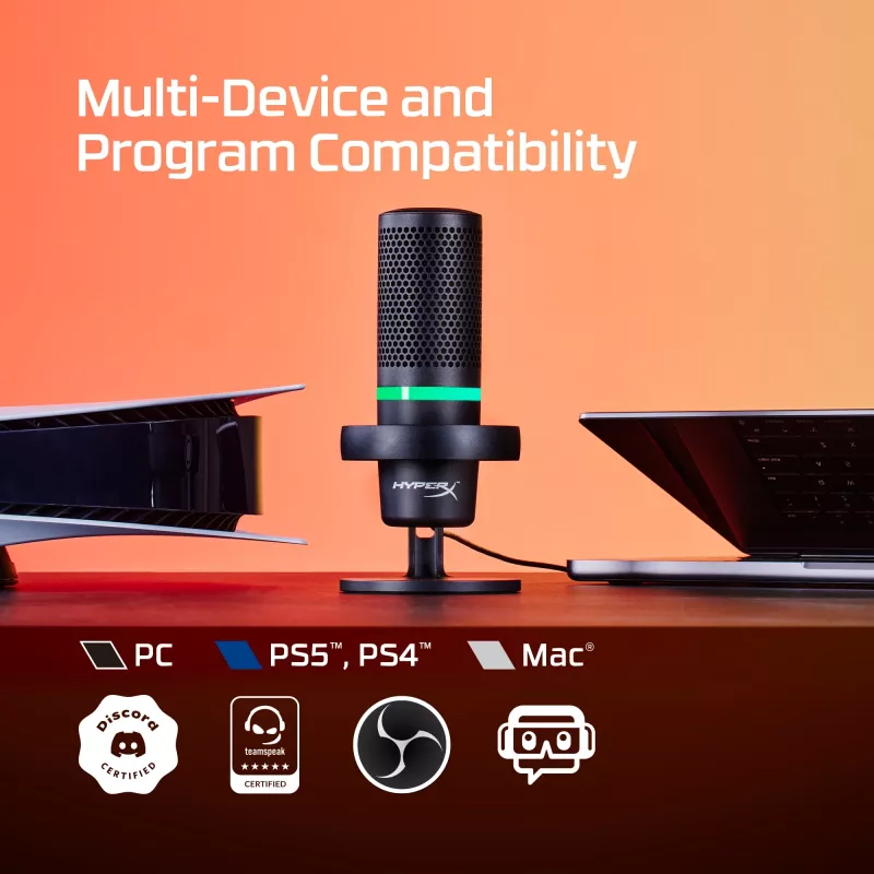 HyperX DuoCast – USB mikrofonas (juodas) – RGB apšvietimas
