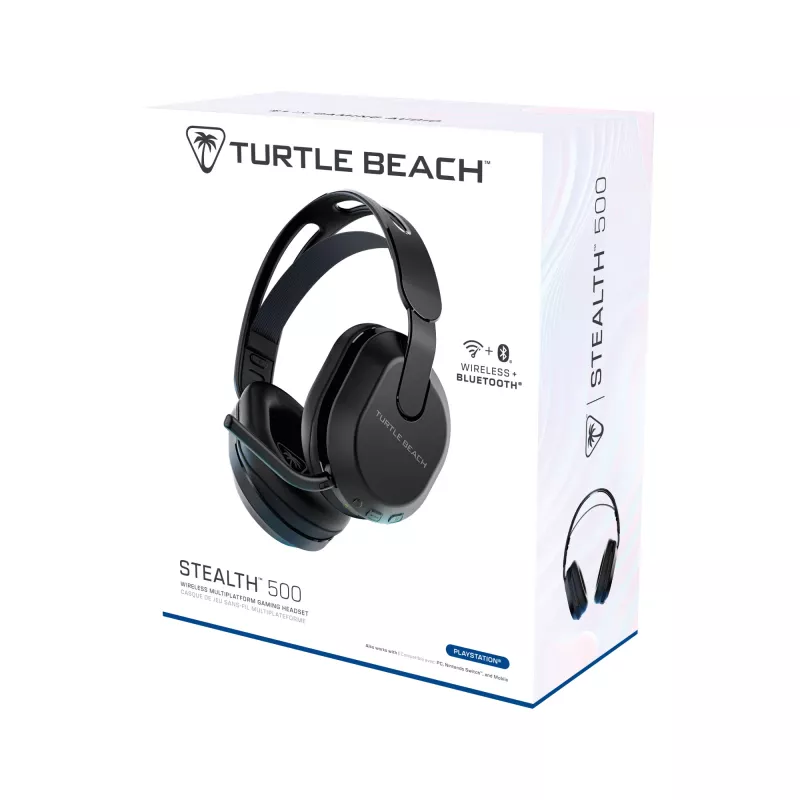 Turtle Beach Stealth 500 Juoda PlayStation belaidės žaidimų ausinės su iki 40 val. baterija ir Bluetooth, skirtos PS5, PS4, PC ir mobiliesiems