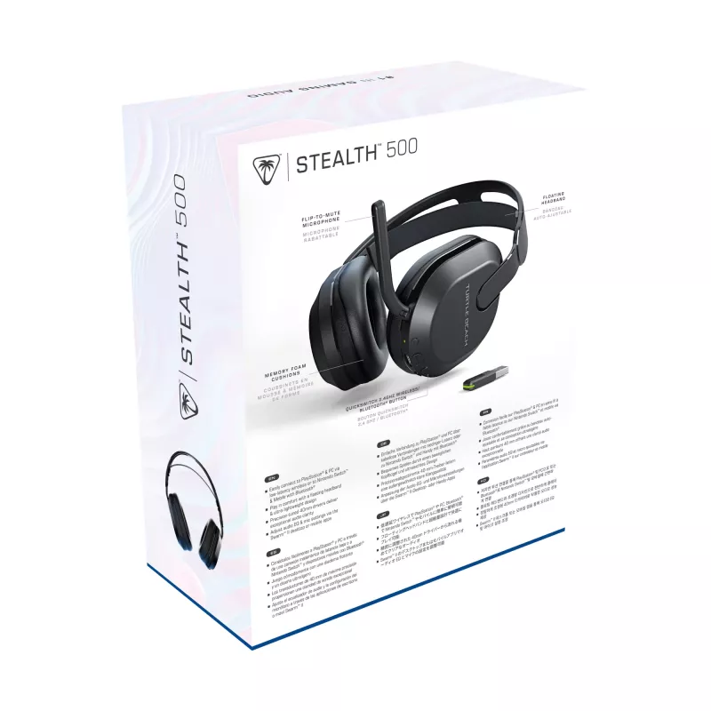 Turtle Beach Stealth 500 Juoda PlayStation belaidės žaidimų ausinės su iki 40 val. baterija ir Bluetooth, skirtos PS5, PS4, PC ir mobiliesiems