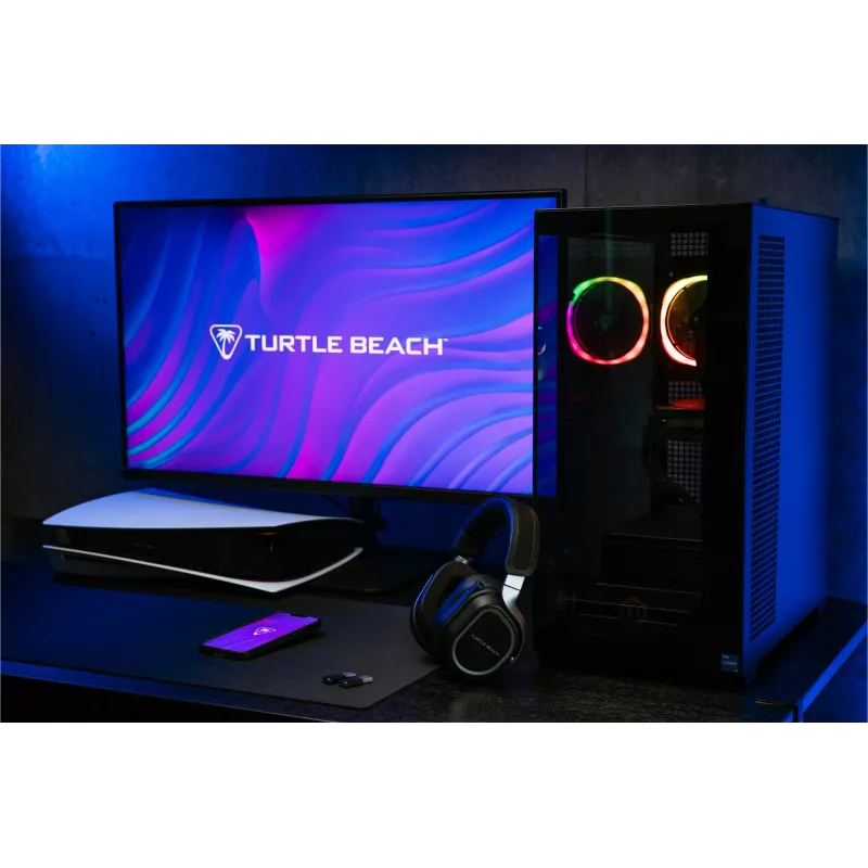Turtle Beach Stealth 700 juodos belaidės PlayStation žaidimų ausinės su iki 80 val. baterija, Bluetooth, dvigubais siųstuvais ir 60 mm garsiakalbiais, skirtos PS5, PS4, PC ir mobiliesiems