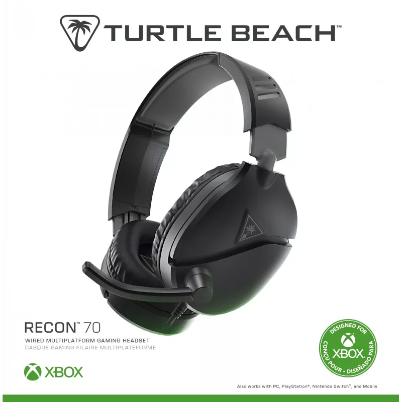 Turtle Beach Recon 70 Juoda Xbox laidinės žaidimų ausinės. Oficialiai licencijuotos Xbox Series X, S ir Xbox One