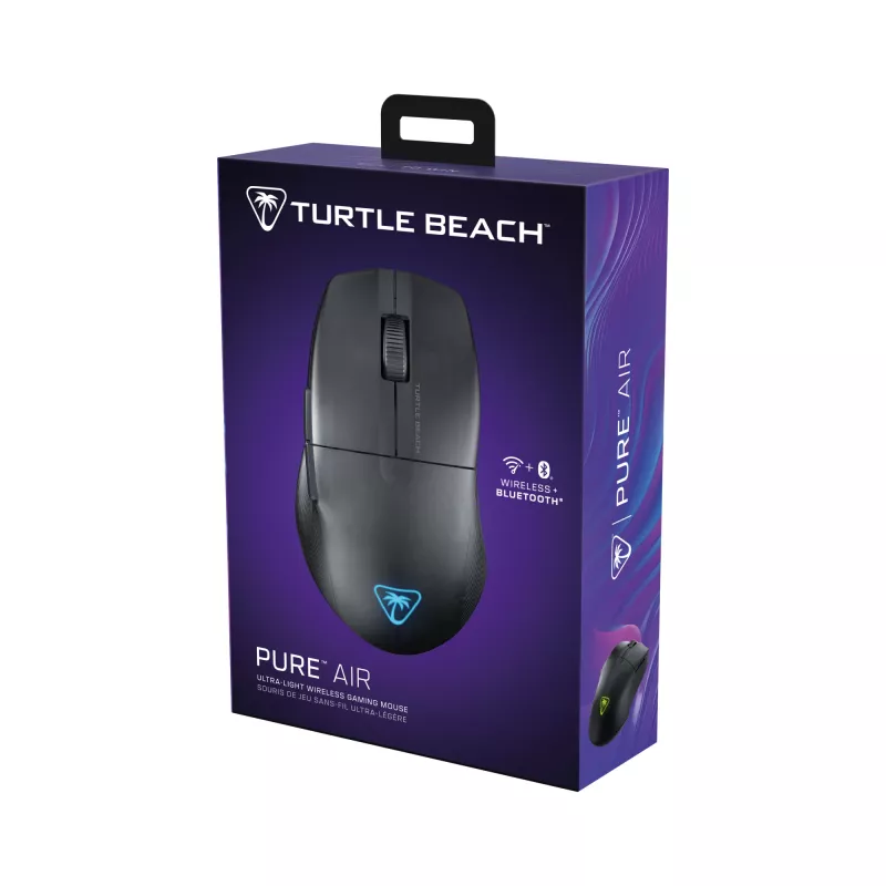 Turtle Beach Pure Air Juoda - itin lengva belaidė ergonominė RGB žaidimų pelė, 26K DPI optinis jutiklis, 125h baterija, RGB apšvietimas