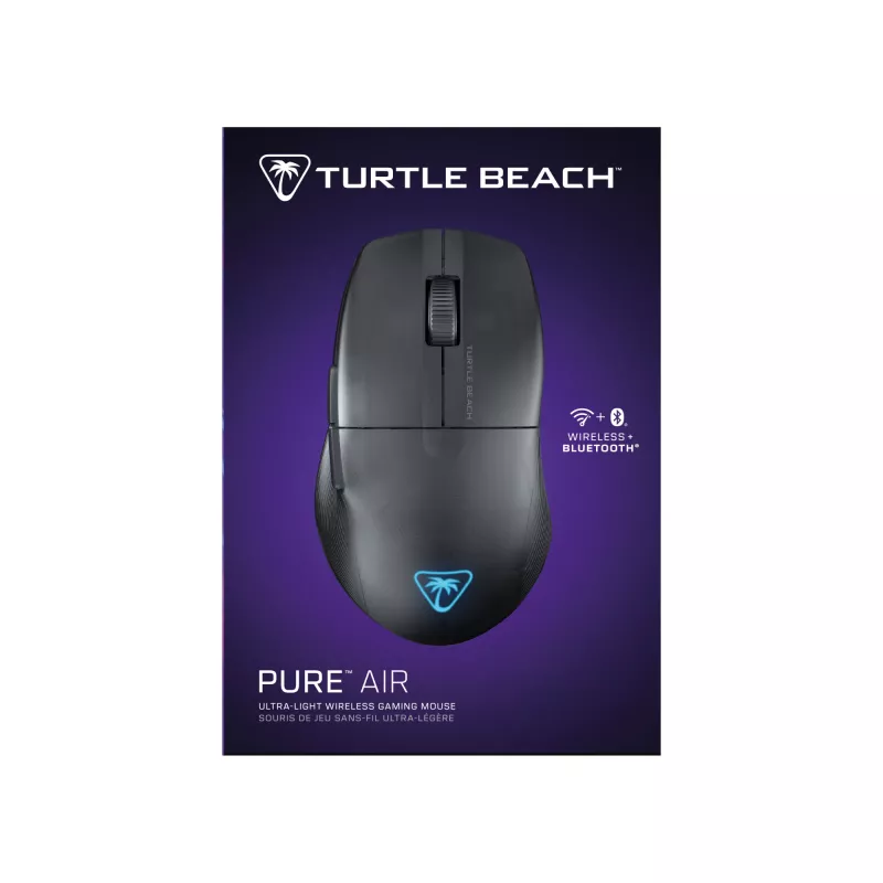 Turtle Beach Pure Air Juoda - itin lengva belaidė ergonominė RGB žaidimų pelė, 26K DPI optinis jutiklis, 125h baterija, RGB apšvietimas