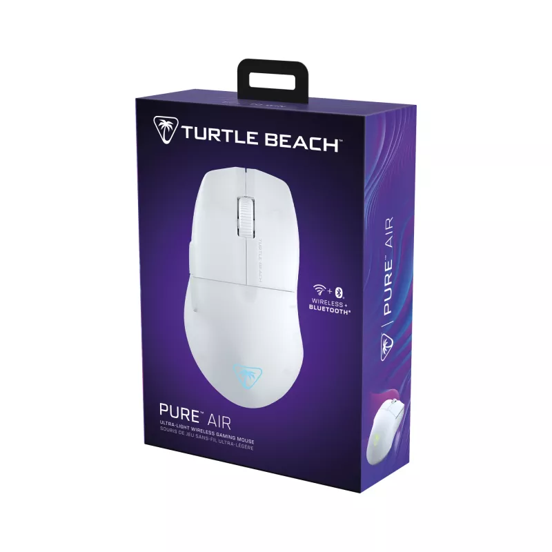 Turtle Beach Pure Air White - itin lengva belaidė ergonomiška RGB žaidimų pelė, 26K DPI optinis jutiklis, 125h baterija, RGB apšvietimas