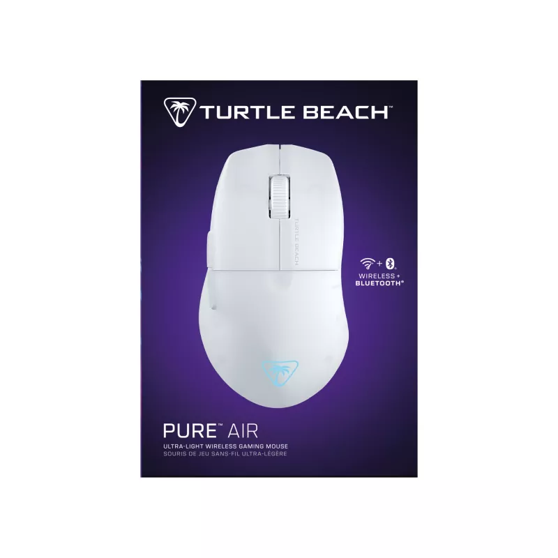 Turtle Beach Pure Air White - itin lengva belaidė ergonomiška RGB žaidimų pelė, 26K DPI optinis jutiklis, 125h baterija, RGB apšvietimas