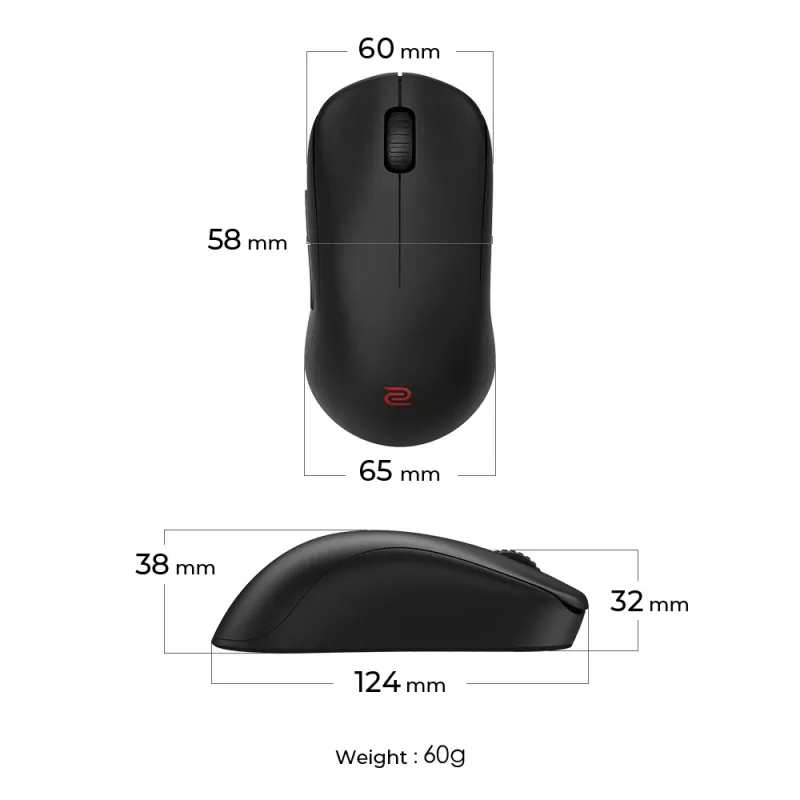 ZOWIE U2 pelė Žaidimams Abiem rankoms tinkama RF Belaidė Optinė 3200 DPI