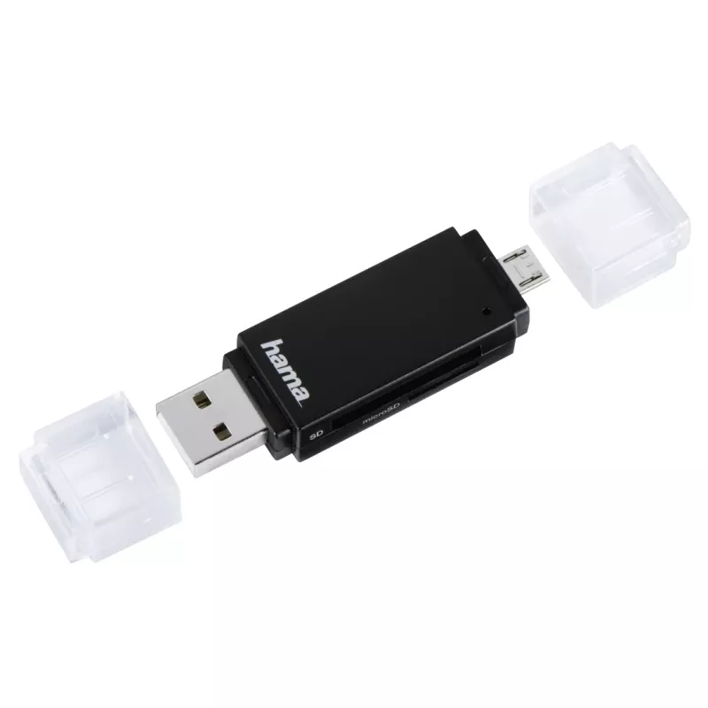 Hama Basic USB 2.0 OTG kortelių skaitytuvas, SD/microSD, juodas