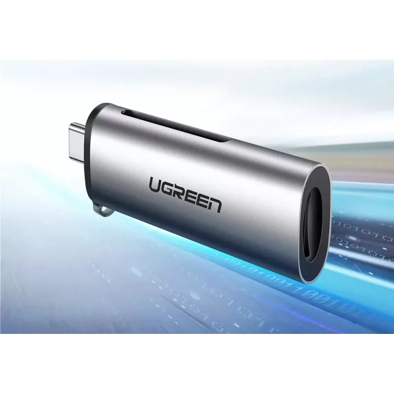 Ugreen 50704 kortelių skaitytuvas USB 3.2 Gen 1 (3.1 Gen 1) Type-C pilkas