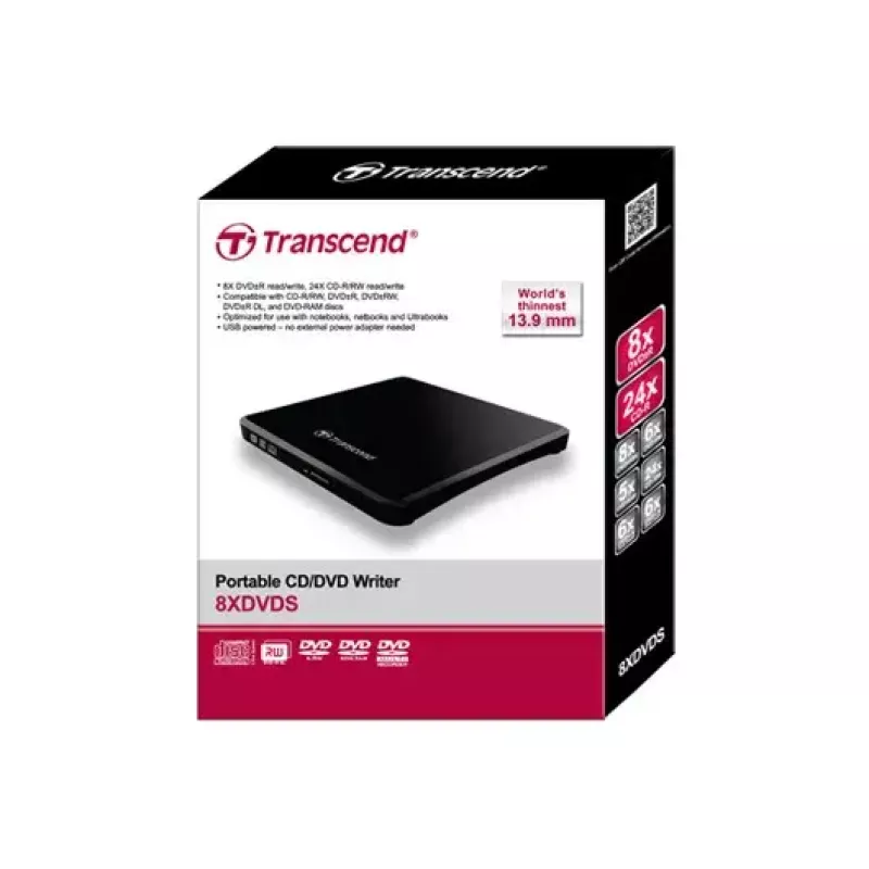 Nešiojamasis DVD įrašytuvas Transcend TS8XDVDS-K, USB 2.0, juodas
