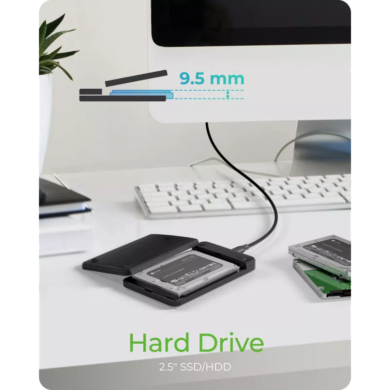 ICY BOX IB-201T-CU31 SSD dėklas Juodas 2,5 colio