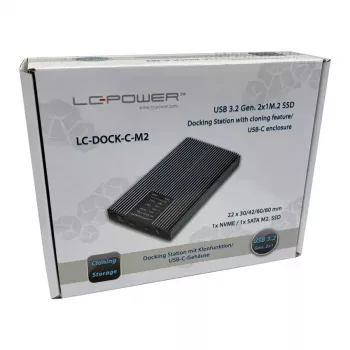 SSD korpusas LC-Power LC-DOCK-C-M2 2 M.2 diskams 10 Gbit/s antracito