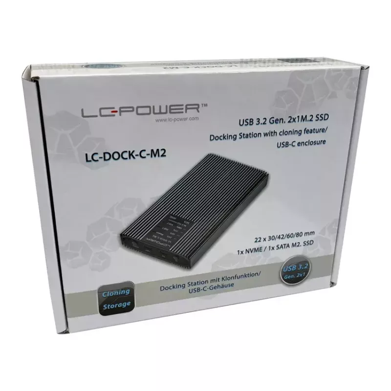 SSD korpusas LC-Power LC-DOCK-C-M2 2 M.2 diskams 10 Gbit/s antracito