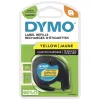 DYMO firminės LetraTag plastikinės etiketės | 12 mm x 4 m ritinėlis | Juodas spausdinimas ant geltonos | Universalios lipnios etiketės LetraTag žymekliams