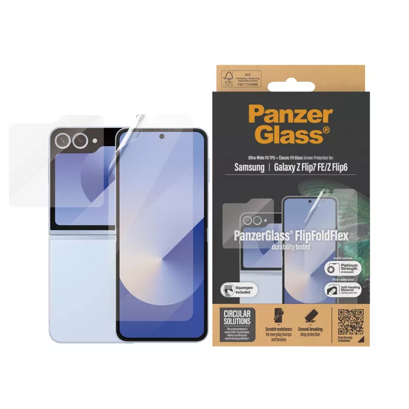 PanzerGlass ® Ekrano apsauga Samsung Galaxy Z Flip7 FE | Flip6 | Stiklas ir plėvelė