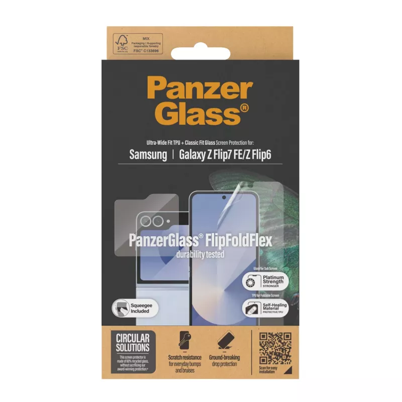 PanzerGlass ® Ekrano apsauga Samsung Galaxy Z Flip7 FE | Flip6 | Stiklas ir plėvelė