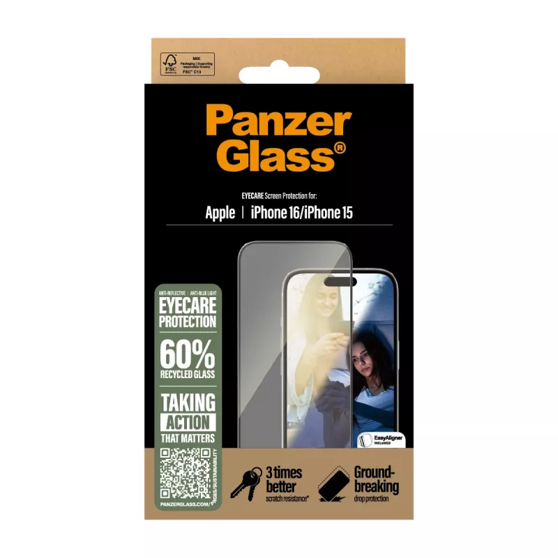 „EyeCare“ ekrano apsauga „PanzerGlass“, skirta „iPhone '24 6.1 inch („Ultra-Wide Fit“)