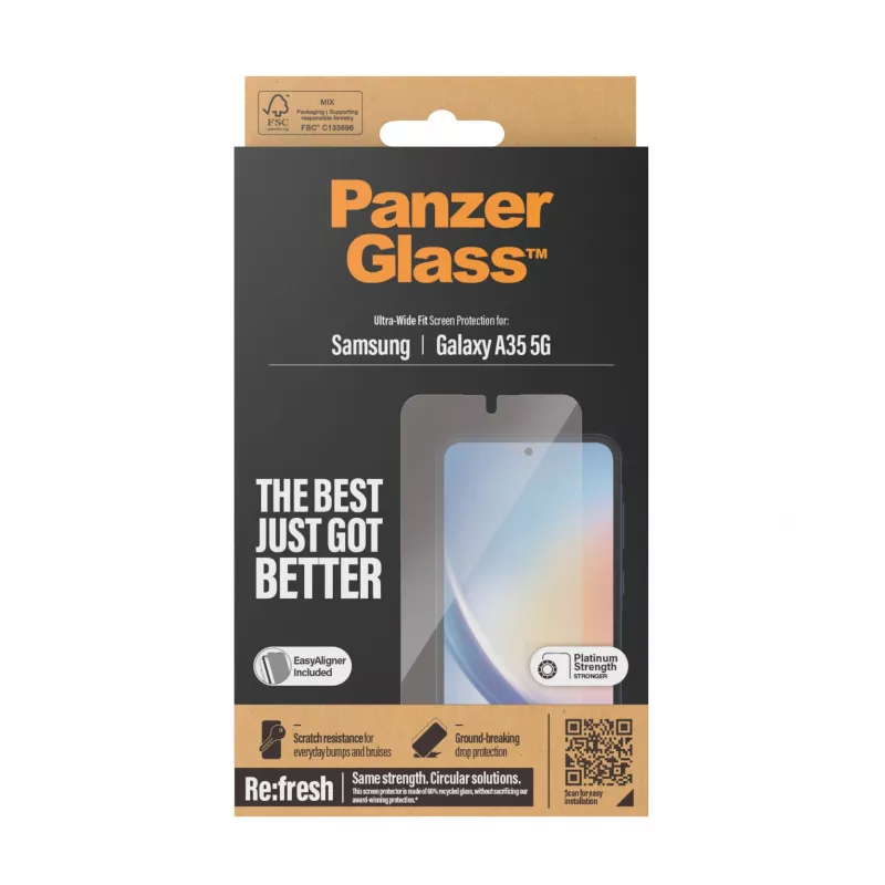 PanzerGlass® ekrano apsauga Samsung Galaxy A35 5G | Itin platus pritaikymas su EasyAligner