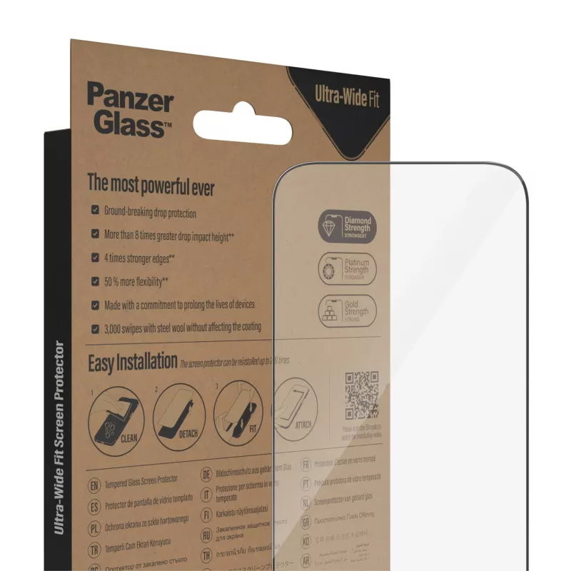 Ekrano apsauga PanzerGlass Apple iPhone 14 Pro itin platus pritaikymas, atspari įbrėžimams ir smūgiams