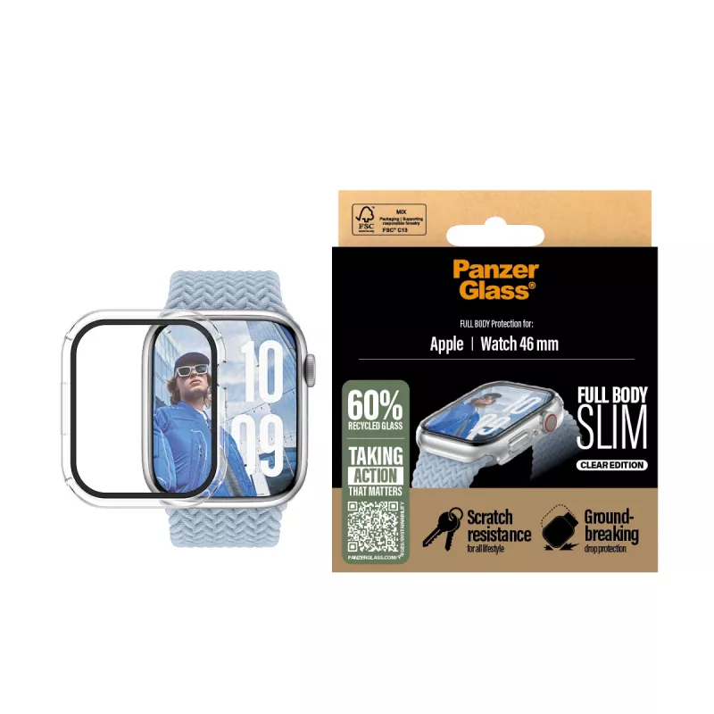 PanzerGlass ® Case Full Body plonas Transparent Apple Watch Series 11 | 10 | 46mm