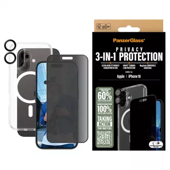 “PanzerGlass” 3-in-1 privatumo apsaugos rinkinys “iPhone '24” 6,1