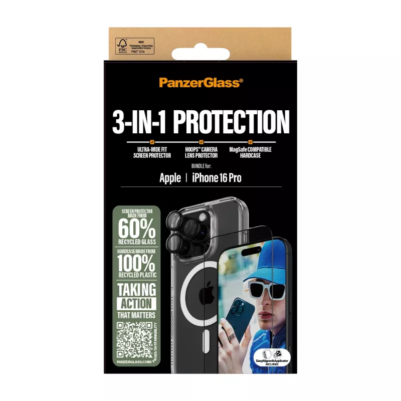 3-in-1 apsaugos rinkinys PanzerGlass iPhone '24 6.3 col. Pro