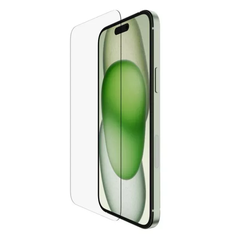 Ekrano apsauga Belkin ScreenForce, skirta iPhone 15 Plus, smūgiams ir įbrėžimams atsparus grūdintas stiklas