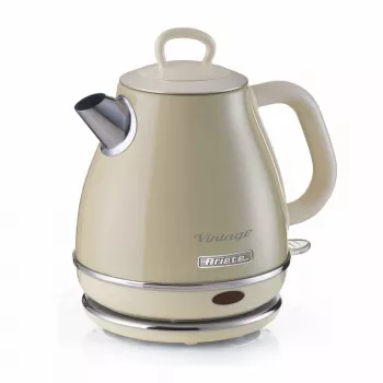 Ariete 2868 Vintage 1 L dizaino elektrinis virdulys iš nerūdijančio plieno užpilams, arbatai ir žolelių gėrimams, automatinio išsijungimo sistema, ergonomiška rankena, 1 litras, 1600 W, šviesiai smėlio spalvos