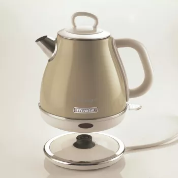 Ariete 2868 Vintage 1 L dizaino elektrinis virdulys iš nerūdijančio plieno užpilams, arbatai ir žolelių gėrimams, automatinio išsijungimo sistema, ergonomiška rankena, 1 litras, 1600 W, šviesiai smėlio spalvos