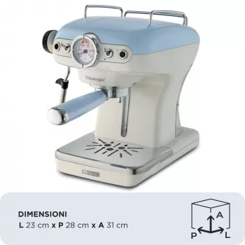 Ariete 1389 Vintage Espresso kavos aparatas - Espreso kavos aparatas maltai kavai arba ESE kapsulėms, pastelinės mėlynos spalvos